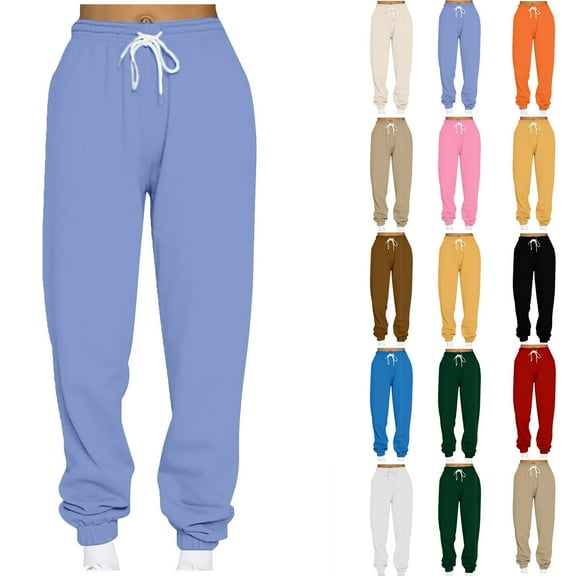 Travel Pants Womens Sweatpants 2025 Ndbuld Women's Casual Loose Sports Sweatpants Ankle Trousers Gradient Fleece Pants Blue S