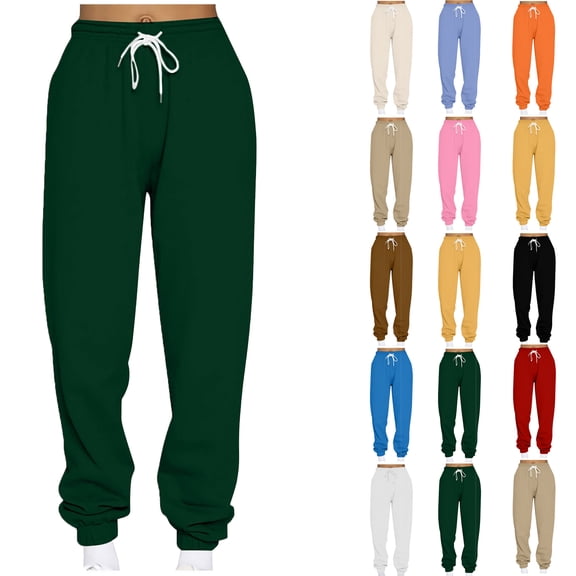 Travel Pants Womens Sweatpants 2025 Ndbuld Women's Casual Loose Sports Sweatpants Ankle Trousers Gradient Fleece Pants Green 2XL