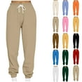 thumbnail image 1 of Travel Pants Womens Sweatpants 2025 Ndbuld Women's Casual Loose Sports Sweatpants Ankle Trousers Gradient Fleece Pants Khaki S, 1 of 8