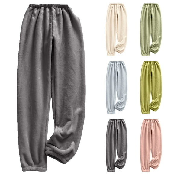 Travel Pants Womens Wide Leg Sweatpants High Waisted Baggy Lounge Pants Ndbuld Women's Fall And Winter Thick And Warm Corn Grain Flannel Bundle Pants With Pockets For Couples Pants Dark Gray L