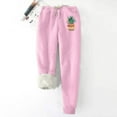 thumbnail image 1 of Travel Pants Womens Wide Leg Sweatpants High Waisted Baggy Lounge Pants Ndbuld Women's Solid Color Fleece Pockets Plus-Size Bandage Elastic Waist Wei Pants Casual Harun Leggings Pink XL, 1 of 3