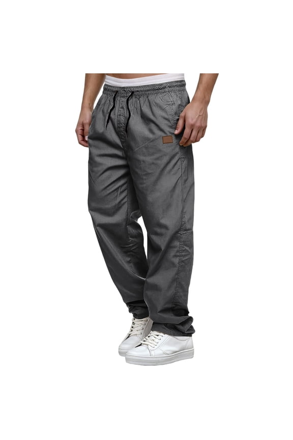 Travel Pants for Men Quick Dry Classic Stretch Cropped Pants Breathable Nylon Baggy Pants Multi-Pocket
