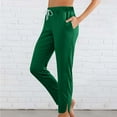 thumbnail image 1 of Travel Pants for Women Sevevn Women Fashion Solid Color Elastic Waist Sports Casual Full Length Pants Green XXL, 1 of 3