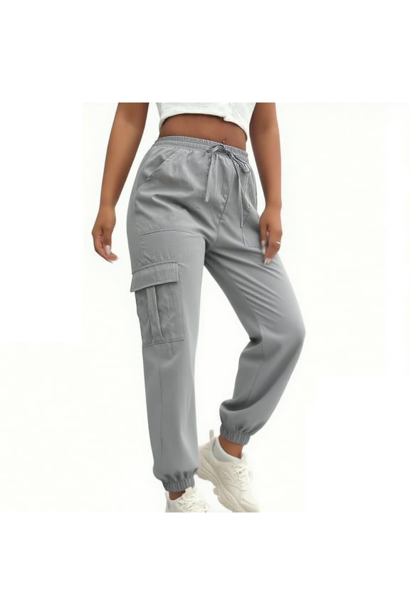 Travel Pants for Women Sevevn Women Solid Color Lightweight Joggers Dry Summer Hiking Pants With Pockets Gray S