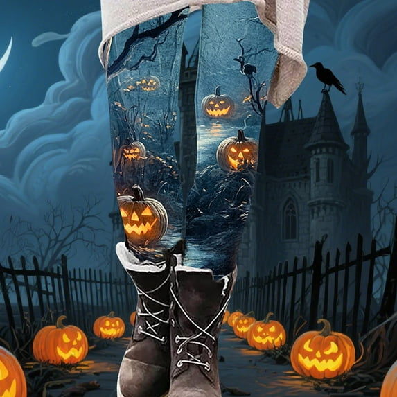 Travel Pants for Women Sevevn Womens Halloween Fashion Print Leggings Yoga Casual Pants Multicolor XL