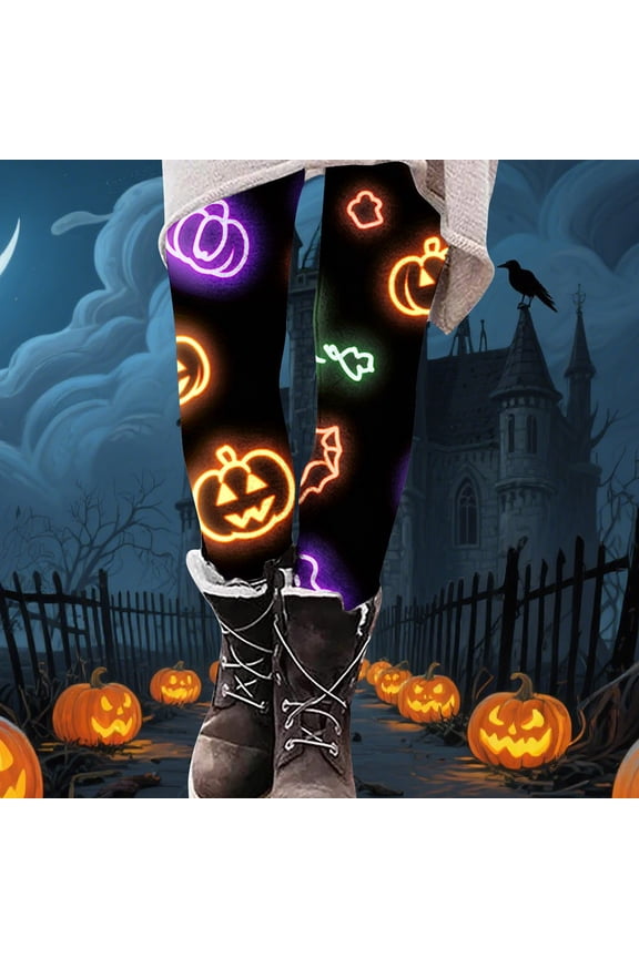Travel Pants for Women Sevevn Womens Halloween Fashion Print Leggings Yoga Casual Pants Multicolor XL