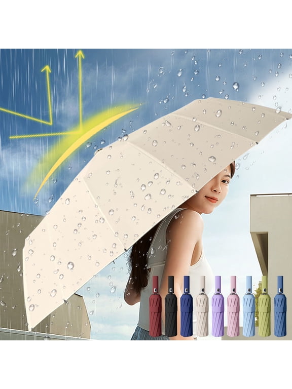 Travel Parasol Umbrella Rotatable Auto Open Close 24-Rib Windproof UV Sun Rain Compact 12.6in for Men Women by MPOISVA