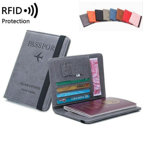 Travel Passport Holder Wallet Holder RFID Blocking Leather Card Case Cover