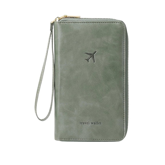 Travel Passport Wallet, Multifunctional Zipper, Long Style Army Green 1 Piece, for International Travel to Hold Passport Ticket Cards and Identification Documents
