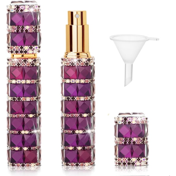 Travel Perfume Atomizer Refillable Bottle, 12ml Rhinestone Mini Perfume Bottles Empty Refillable Travel Atomizer Sprayer with Funnel ()