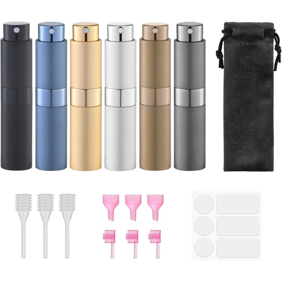 Travel Perfume Bottle Refillable - Cologne Spray Atomizer Mini Small Size Empty Sprayer for Refill Sample Container Portable Fragrance Decant Dispenser Women Men 8ml 6PCS Brown