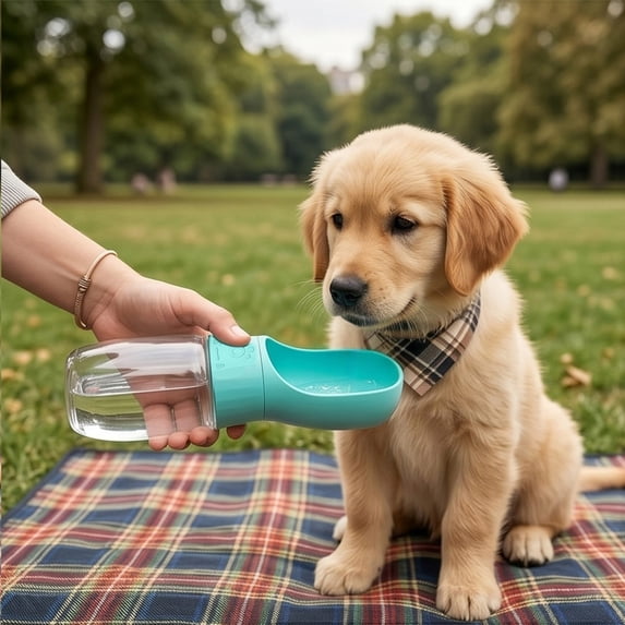 Travel Pet Water Bottle, Portable Dog Cat Drinking Cup Spill Proof Outdoor Hydration Feeder for Walking Hiking