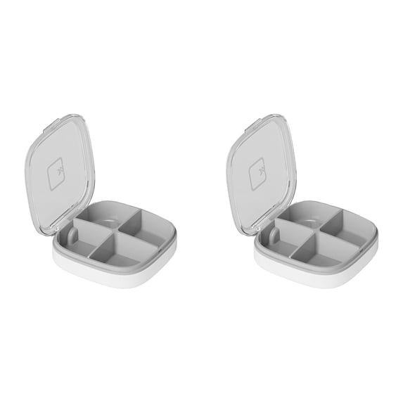 Travel Pill Organizer - Airtight Medicine Case for Traveling Portable Pharmacy Box, Vitamin Container 4 or 6 Compartment Supplement Medication Holder Large Capacity Daily,Grey-2pcs(4)