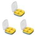 thumbnail image 1 of Travel Pill Organizer - Airtight Medicine Case for Traveling Portable Pharmacy Box, Vitamin Container 4 or 6 Compartment Supplement Medication Holder Large Capacity Daily,Yellow-3pcs(4), 1 of 8