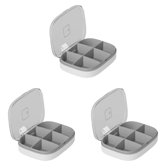 Travel Pill Organizer - Airtight Medicine Case for Traveling Portable Pharmacy Box, Vitamin Container 4 or 6 Compartment Supplement Medication Holder Large Capacity Daily,Grey-3pcs(6)