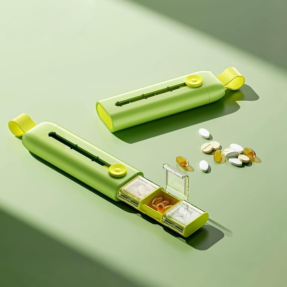 Travel Pill Organizer, Portable Medicine Case for Vitamins Supplements, Drawer-Shaped Daily Medicine Box (Green,1)