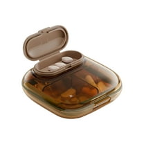 Travel Pill Organizer, Weekly Pill Box, Portable Pill Dispenser, Large Daily Pill Case for Vitamin, Medicine, Fish Oil/Supplements Flip Design 4 Compartments (Brown)
