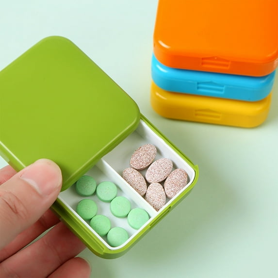 Travel Pill Organizer, Weekly Pill Box, Portable Pill Dispenser, Large Daily Pill Case for Vitamin, Medicine, Fish Oil/Supplements Flip Design 8 Compartments (Green)