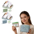 thumbnail image 1 of Travel Pill Organizer with Labeled Pouches and Hard Shell Zipper Case, 14-Pack, Green Leaf Embossed, for Daily and Vitamin Storage, 1 of 6