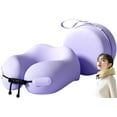 thumbnail image 1 of Travel Pillow - 100% Pure Memory Foam Neck Pillow, with Comfortable and Breathable Pillowcase That can be Machine Washed (1, Purple, Large), 1 of 10