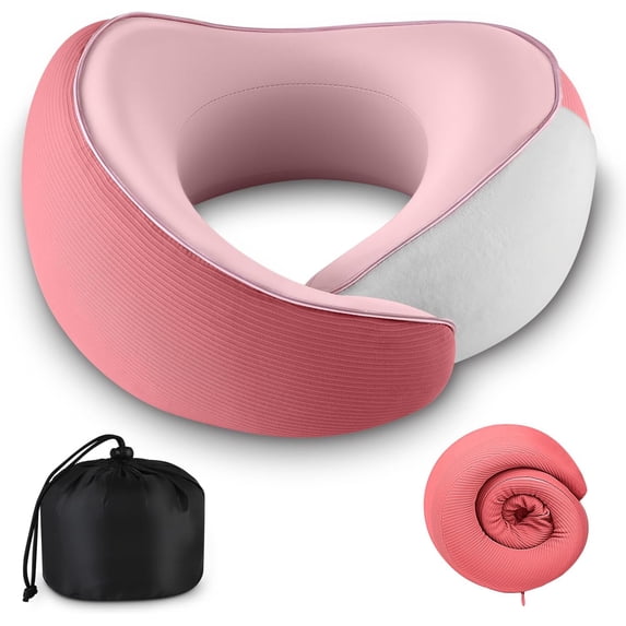 Travel Pillow for Airplane - 360°Support Ergonomic Raised-Edge Designed, 100% Memory Foam Neck Pillow - Best for Traveling & Long Flights & Offices & Cars Sleeping Use with Storage Box