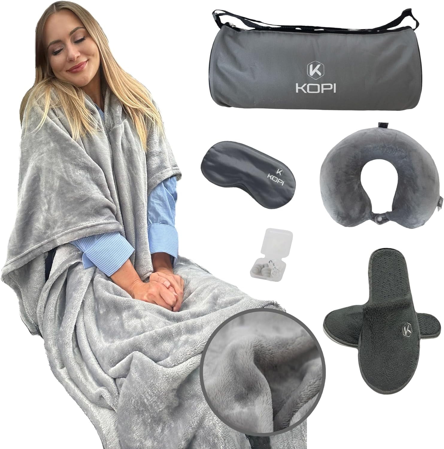 Travel Pillow And Blanket Set, Premium Soft 61 Airplane Comfy Hoodie