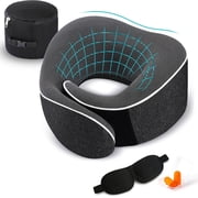 Travel Pillow, Best Memory Foam Neck Pillow Head Support Soft Pillow for Sleeping Rest, Airplane Car & Home Use 1Black