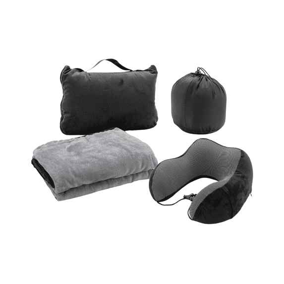 Travel Pillow and Blanket Set – Premium 2 in 1 Airplane Pillow & Blanket Set – Portable Memory Foam Neck Pillow Airplane & Soft Travel Blanket Airplane Compact with Bag
