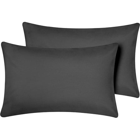 Travel Pillow Case Cover 12x16 Inches Set of 2 Soft 500 Thread Count kinderfluff Pillow Cover 100% Egyptian Cotton Envelope Closure Toddler Pillowcase 12" x 16" Dark Grey
