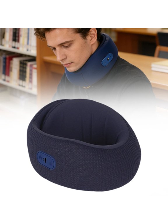 Travel Pillow with Heat,Vibration Massage,Portable Rechargeable Adjustable Airplane Neck Pillow,with Headrest Support for Head,Neck,and Chin,for Pain Relief at Home,Car,Office,Travel(Blue)