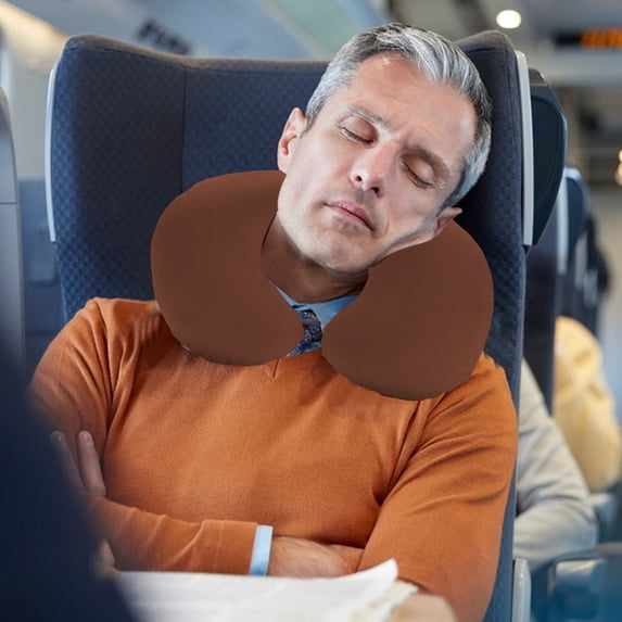 Travel Pillow, Inflatable Neck Support Pillow, PVC C-Shaped 360° Surround Support Pillow for Airplane Car Office Nap