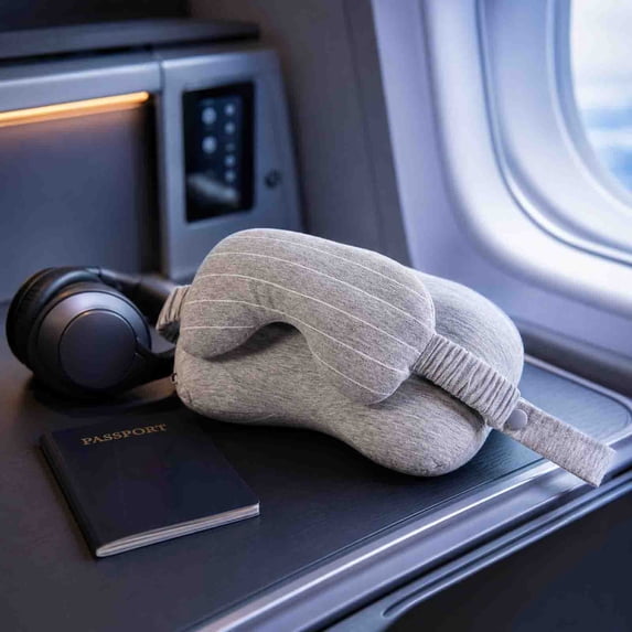 Travel Pillow,Integrated Mask Attachment Combines Neck Support and Full Light Blockage In One Unit,Memory Foam U Shaped Cushion for Airplane Ride and Office Midday Nap Relaxation(Gray)