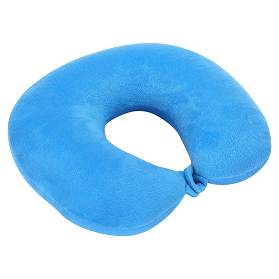 Travel Pillow Memory Foam for Airplanes - Neck Pillow for Traveling,Car,Home,Flight Pillow for Sleeping with Attachable Snap Strap Soft Washable Cover,Provide Head Neck Support Rest,Blue