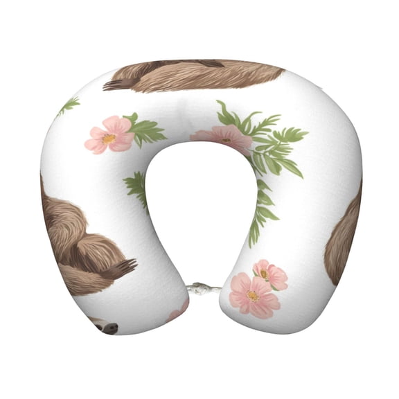 Travel Pillow Memory Foam, Head Neck Support Airplane Pillow For Traveling, Car, Home, Travel Neck Flight Pillow 12 Inches Beauty Sloth