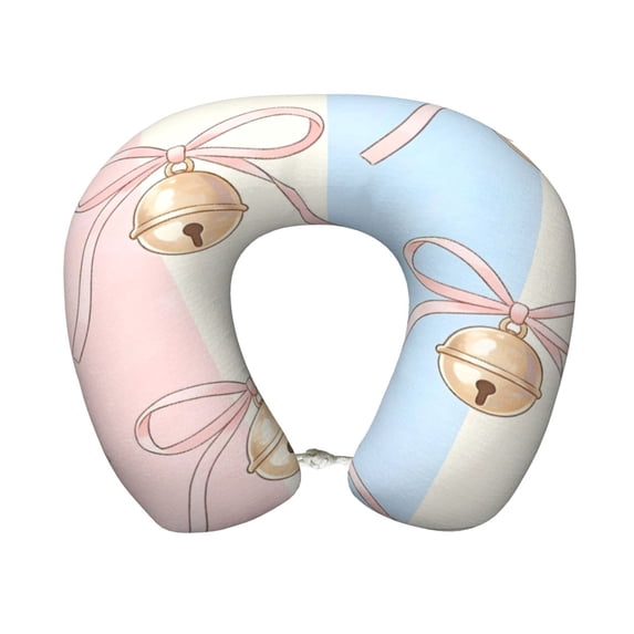 Travel Pillow Memory Foam, Head Neck Support Airplane Pillow For Traveling, Car, Home, Travel Neck Flight Pillow 12 Inches Bows And Bells
