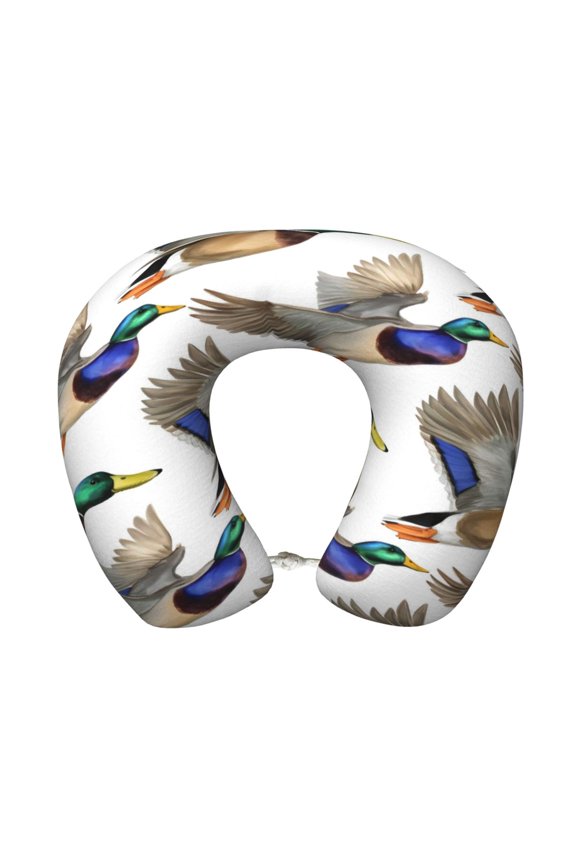 Travel Pillow Memory Foam, Head Neck Support Airplane Pillow For Traveling, Car, Home, Travel Neck Flight Pillow 12 Inches Ducks Flying In Flight