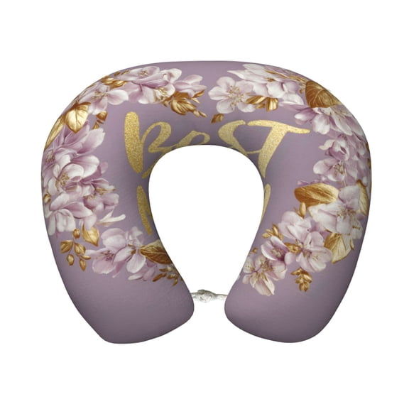 Travel Pillow Memory Foam, Head Neck Support Airplane Pillow For Traveling, Car, Home, Travel Neck Flight Pillow 12 Inches Heart Print Best Mom Ever2