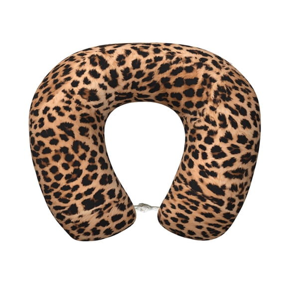 Travel Pillow Memory Foam, Head Neck Support Airplane Pillow For Traveling, Car, Home, Travel Neck Flight Pillow 12 Inches Leopard Print Pattern