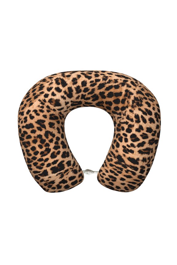 Travel Pillow Memory Foam, Head Neck Support Airplane Pillow For Traveling, Car, Home, Travel Neck Flight Pillow 12 Inches Leopard Print Pattern