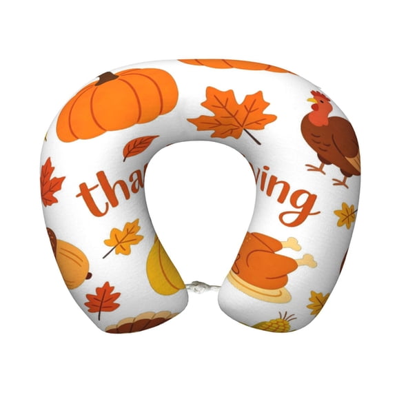 Travel Pillow Memory Foam, Head Neck Support Airplane Pillow For Traveling, Car, Home, Travel Neck Flight Pillow 12 Inches Thanksgiving Themes (2)