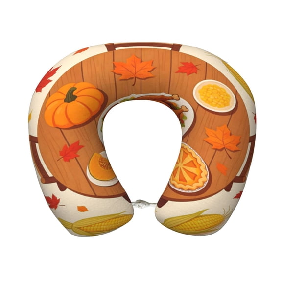 Travel Pillow Memory Foam, Head Neck Support Airplane Pillow For Traveling, Car, Home, Travel Neck Flight Pillow 12 Inches Thanksgiving Turkey (8)