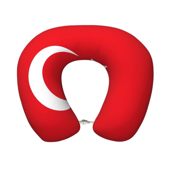 Travel Pillow Memory Foam, Head Neck Support Airplane Pillow For Traveling, Car, Home, Travel Neck Flight Pillow 12 Inches Turkey Flag Turkish Red