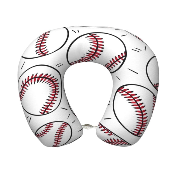Travel Pillow Memory Foam, Head Neck Support Airplane Pillow For Traveling, Car, Home, Travel Neck Flight Pillow 12 Inches Baseball Theme Sporty Dynamic Style (2)