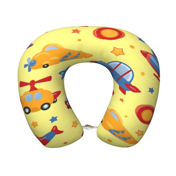 Travel Pillow Memory Foam, Head Neck Support Airplane Pillow For Traveling, Car, Home, Travel Neck Flight Pillow 12 Inches Colorful Cartoon Toy Car Plane Helicopter