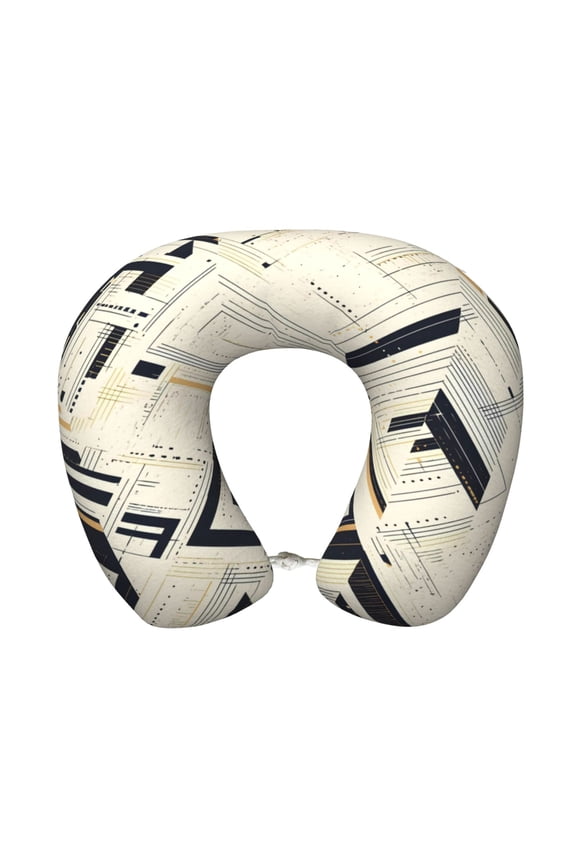 Travel Pillow Memory Foam, Head Neck Support Airplane Pillow For Traveling, Car, Home, Travel Neck Flight Pillow 12 Inches Darkorchid Geometric Lines Hand-Drawn Sketch_3
