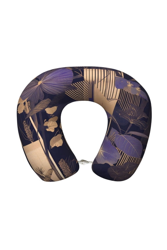 Travel Pillow Memory Foam, Head Neck Support Airplane Pillow For Traveling, Car, Home, Travel Neck Flight Pillow 12 Inches Darkorchid Geometric Lines Hand-Drawn Sketch_1