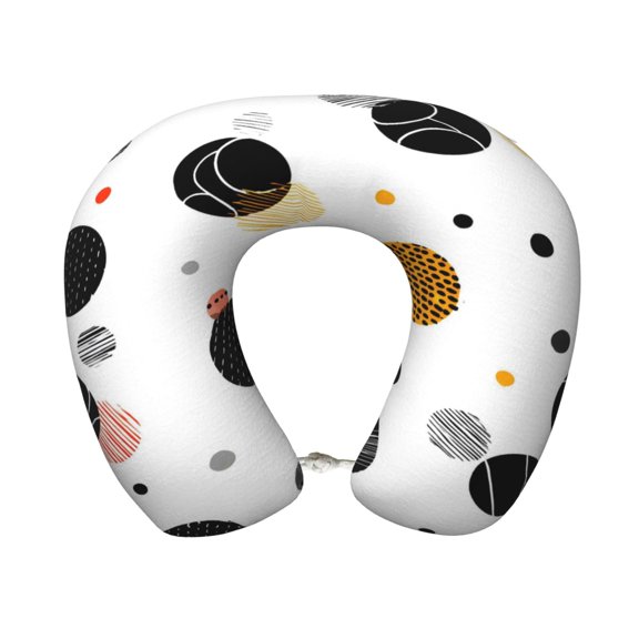Travel Pillow Memory Foam, Head Neck Support Airplane Pillow For Traveling, Car, Home, Travel Neck Flight Pillow 12 Inches Geometric Sports Balls Minimalist Vector White Background