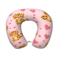 thumbnail image 1 of Travel Pillow Memory Foam, Head Neck Support Airplane Pillow For Traveling, Car, Home, Travel Neck Flight Pillow 12 Inches Happy Valentine'S Cartoon Leopard, 1 of 8