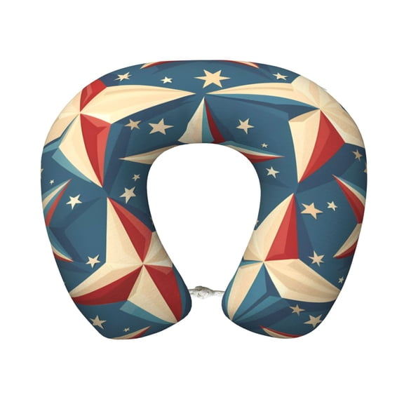 Travel Pillow Memory Foam, Head Neck Support Airplane Pillow For Traveling, Car, Home, Travel Neck Flight Pillow 12 Inches Independence Day Theme Elements Star (7)