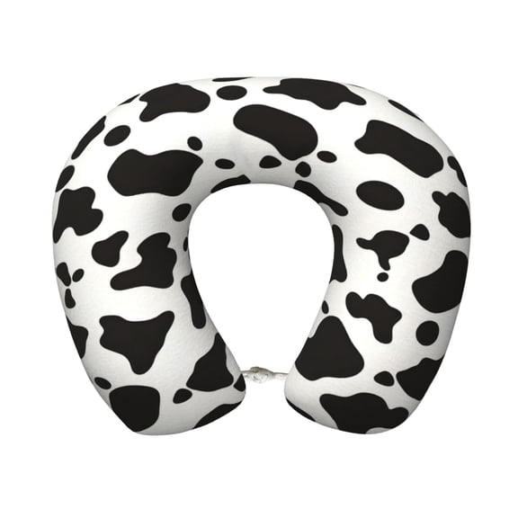 Travel Pillow Memory Foam, Head Neck Support Airplane Pillow For Traveling, Car, Home, Travel Neck Flight Pillow 12 Inches Simple Cow Print Pattern, Vector Art Style_3